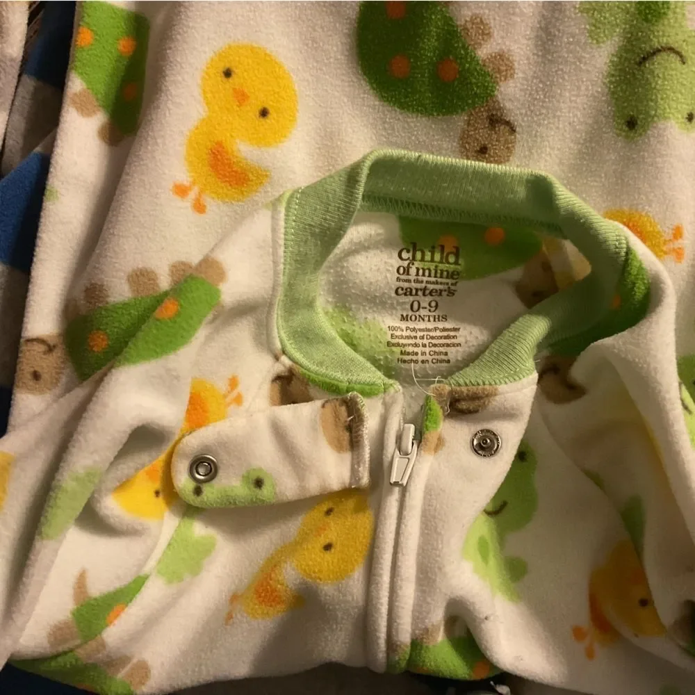Baby Boy 5 Piece Warm Zip Up Onesie Bundle Lot Size 9M